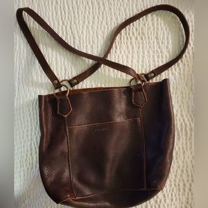 Coffee color, soft leather Portland Leather Goods tote, lightly used